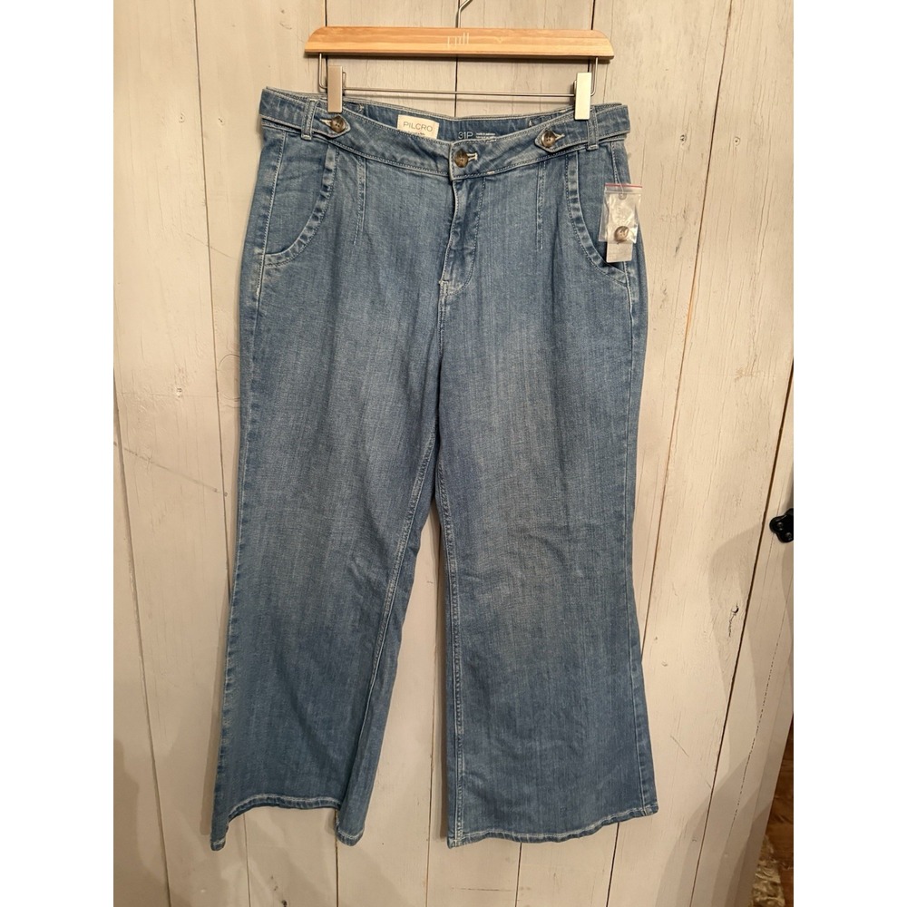 NWT ANTHROPOLOGIE Pilcro Wide Leg Light Wash Women's Jeans 31P 168$